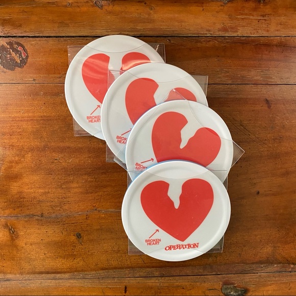 Hasbro Operation Broken Heart Ceramic Drink Coasters Junk Food Game Red - Picture 12 of 16